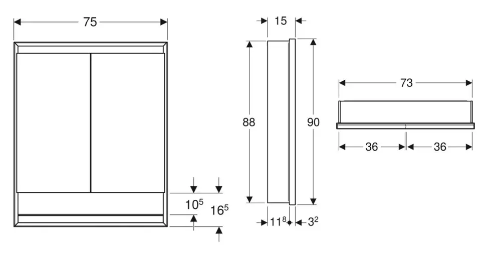 Geberit - ONE - Tükrös szekrény - 505.822.00.2 – 2. kép