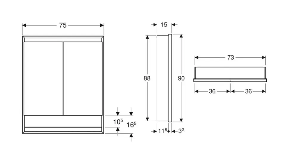Geberit - ONE - Tükrös szekrény - 505.822.00.7 – 2. kép