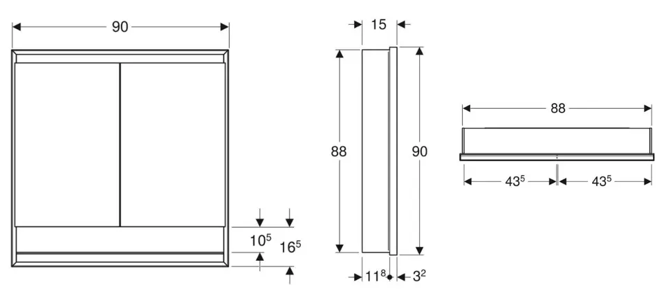 Geberit - ONE - Tükrös szekrény - 505.823.00.2 – 2. kép