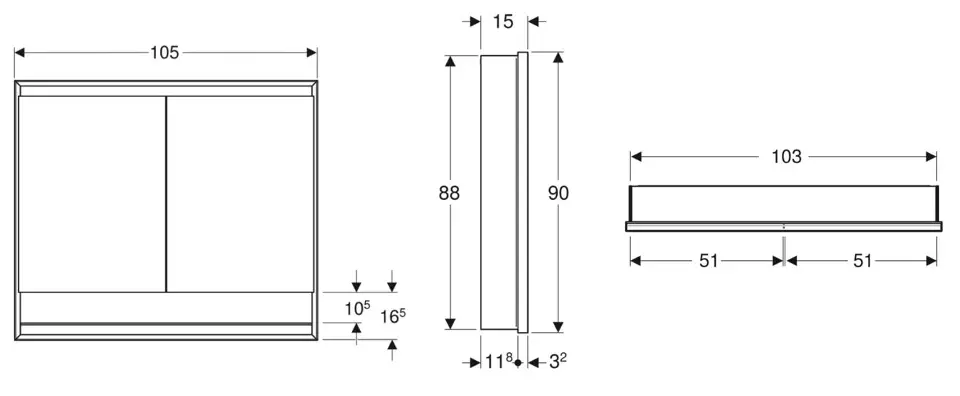 Geberit - ONE - Tükrös szekrény - 505.824.00.1 – 2. kép