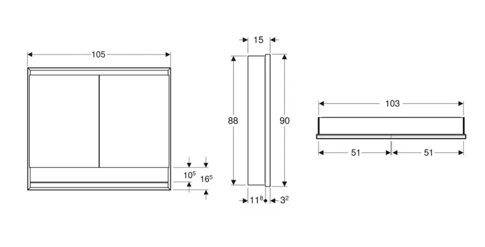 Geberit - ONE - Tükrös szekrény - 505.824.00.7 – 2. kép