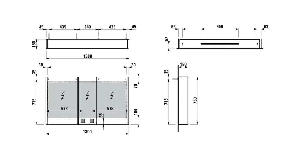 Laufen - Frame 25 - Tükrös szekrény - H4087549001441 – 2. kép