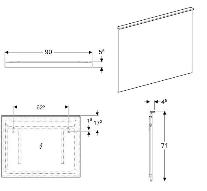 Geberit - Xeno 2 - Tükör - 500.522.00.1 – 2. kép