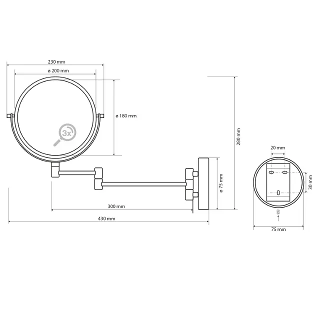 Sapho - X-Round - Tükör - XR006B – 2. kép