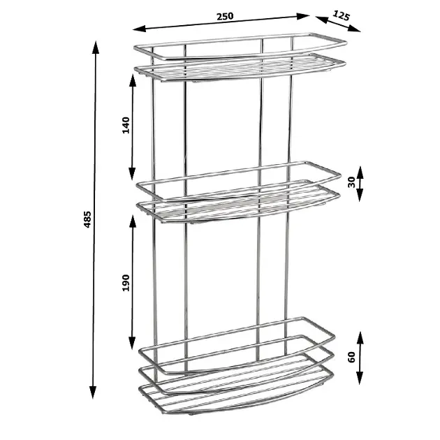 Aqualine - Chrom Line - Fürdőszobapolc - 37045 – 2. kép