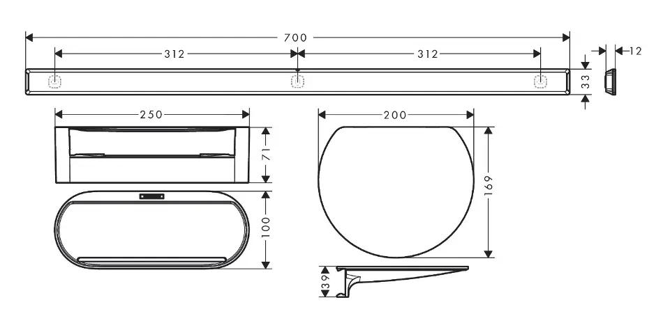 Hansgrohe - WallStoris - Fürdőszobapolc - 27966700 – 2. kép