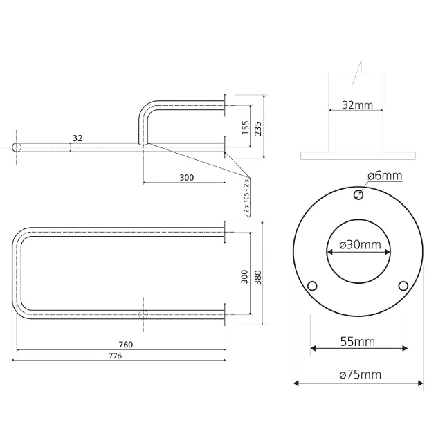 Sapho - Bathroom furnishings - Kapaszkodó - XH532W – 2. kép