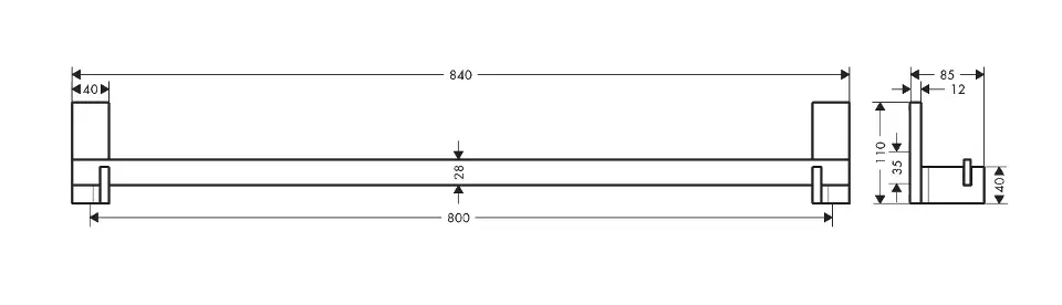 Axor - Universal Rectangular - Törölközőtartó - 42683000 – 2. kép