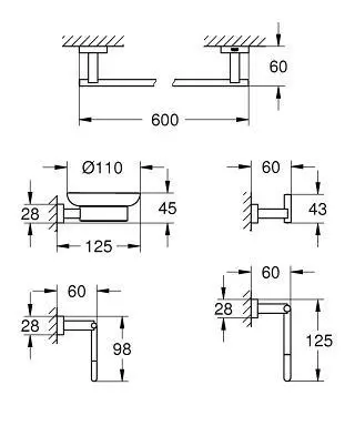 Grohe - Essentials Cube - Törölközőtartó - 40758001 – 2. kép