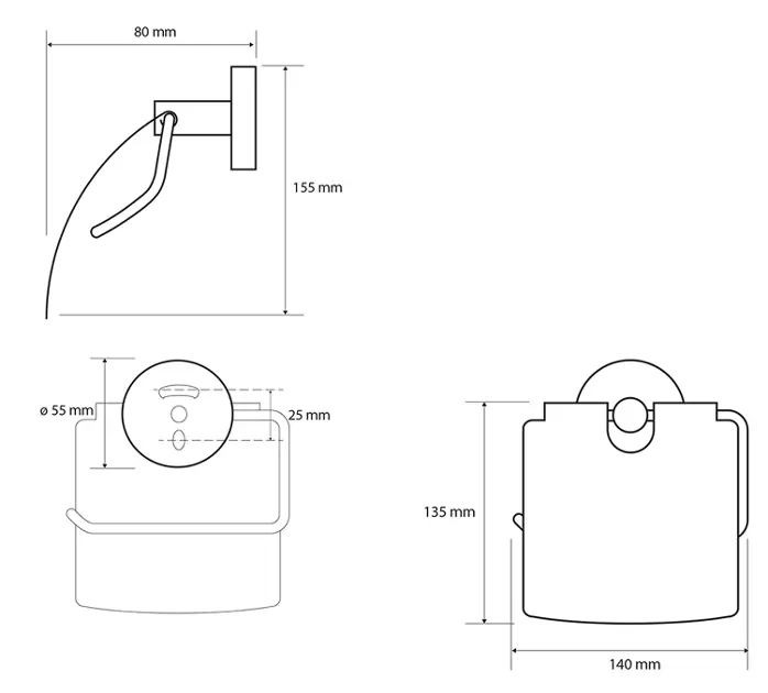 Sapho - X-Round - WC-papír tartó - XR732W – 2. kép