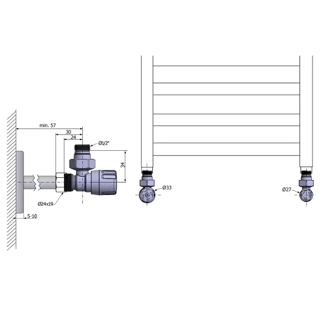 Aqualine - Equipment and accessories - Fürdőszobai radiátor kiegészítő - CP9810S – 2. kép