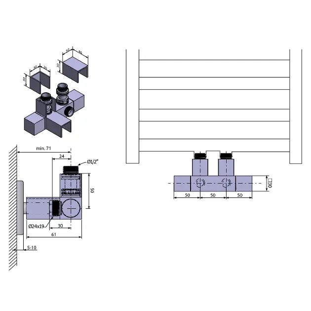 Sapho - Cube Twin - Fürdőszobai radiátor kiegészítő - CP582S – 2. kép