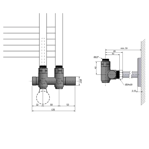 Sapho - Twin Combi - Fürdőszobai radiátor kiegészítő - CP461BS – 2. kép