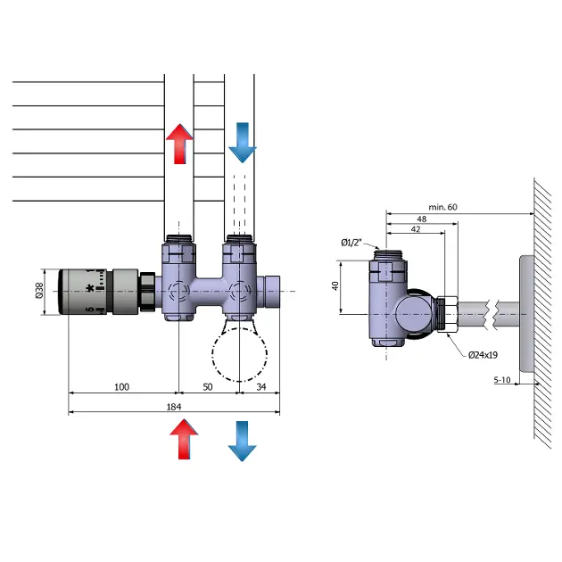 Sapho - Twin Combi - Fürdőszobai radiátor kiegészítő - CP5012S – 2. kép