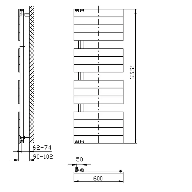 Aqualine - Bathroom heating - Törölközőszárítós radiátor - DC620T – 2. kép