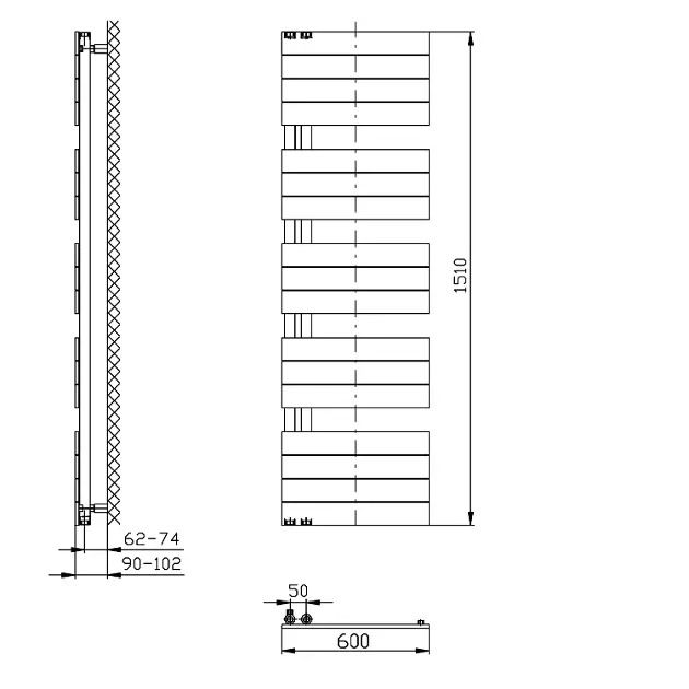 Aqualine - Bathroom heating - Törölközőszárítós radiátor - DC646T – 2. kép