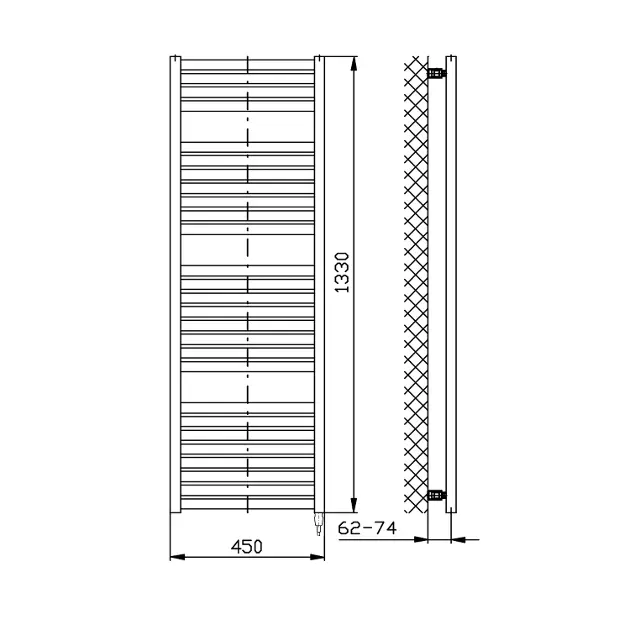 Aqualine - Bathroom heating - Törölközőszárítós radiátor - DE476T – 2. kép