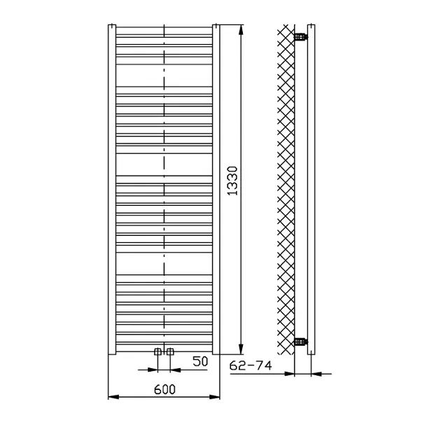 Aqualine - Bathroom heating - Törölközőszárítós radiátor - DT480T – 2. kép