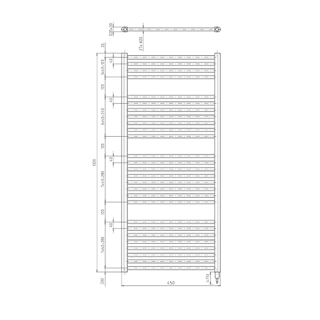 Aqualine - Bathroom heating - Törölközőszárítós radiátor - ILE34T – 2. kép