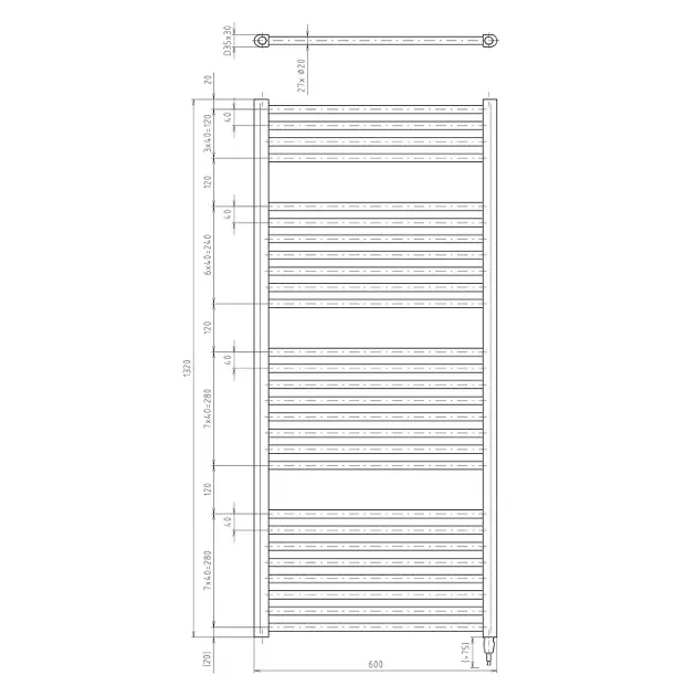 Aqualine - Bathroom heating - Törölközőszárítós radiátor - ILE36T – 2. kép