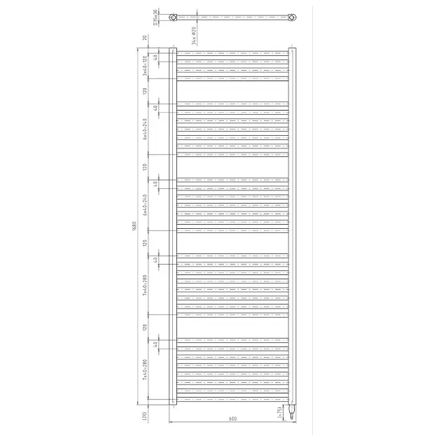 Aqualine - Bathroom heating - Törölközőszárítós radiátor - ILE66TB – 2. kép