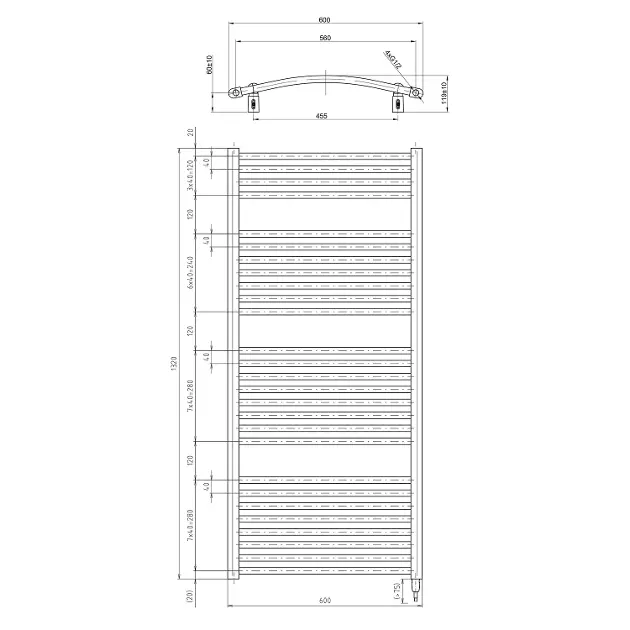 Aqualine - Bathroom heating - Törölközőszárítós radiátor - ILEO36T – 2. kép