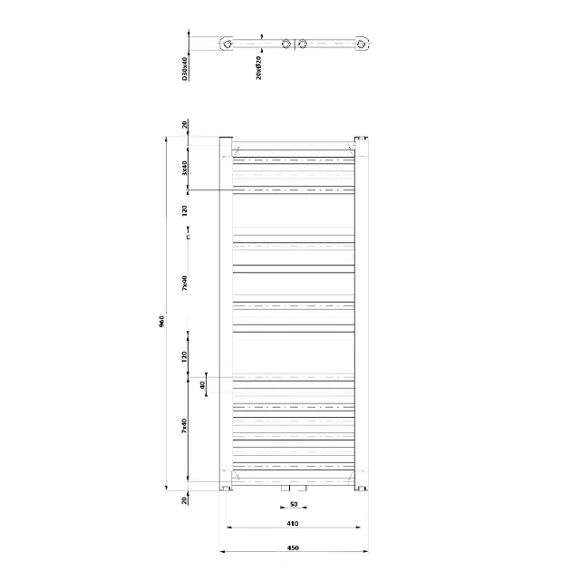 Aqualine - Direct - Törölközőszárítós radiátor - ELM94T – 2. kép