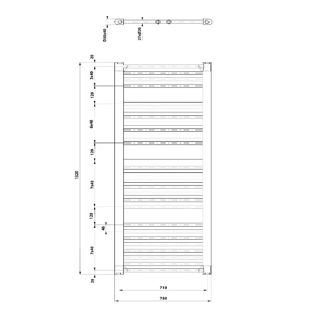 Aqualine - Direct - Törölközőszárítós radiátor - ILR37T – 2. kép