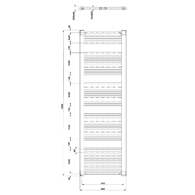 Aqualine - Direct - Törölközőszárítós radiátor - ILR64T – 2. kép