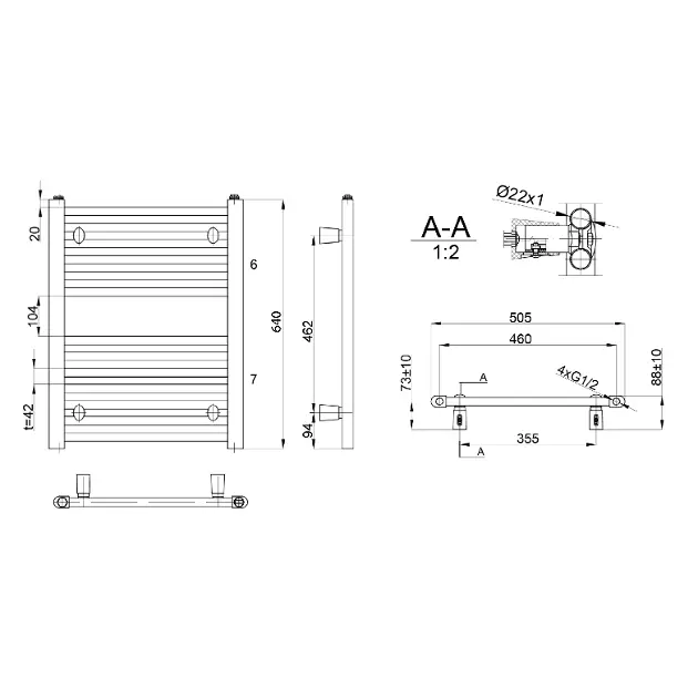Aqualine - Direct - Törölközőszárítós radiátor - ILR65T – 2. kép