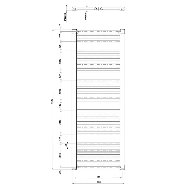 Aqualine - Direct - Törölközőszárítós radiátor - ILR66T – 2. kép