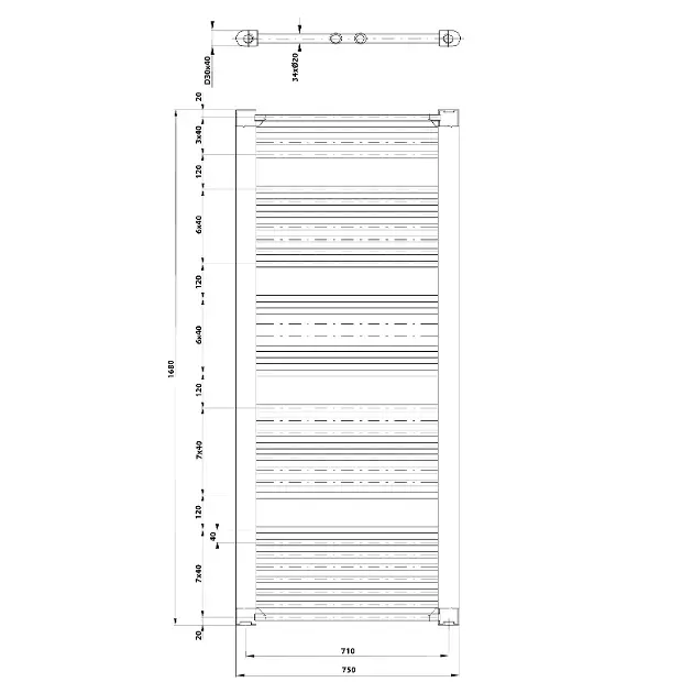 Aqualine - Direct - Törölközőszárítós radiátor - ILR67T – 2. kép