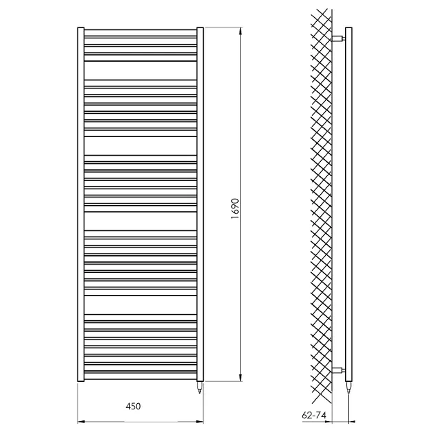 Aqualine - Törölközőszárítós radiátor - DE446T – 2. kép