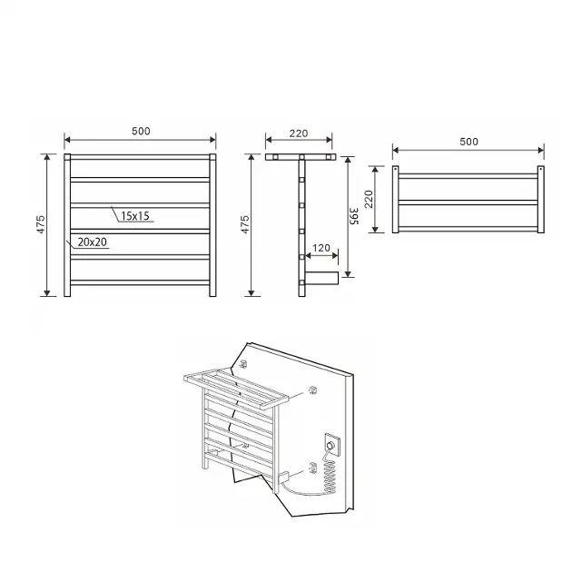 Sapho - Bathroom heating - Törölközőszárítós radiátor - EB510 – 2. kép