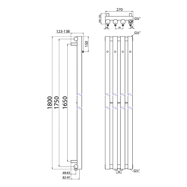 Sapho - Bathroom heating - Törölközőszárítós radiátor - IZ121T – 2. kép