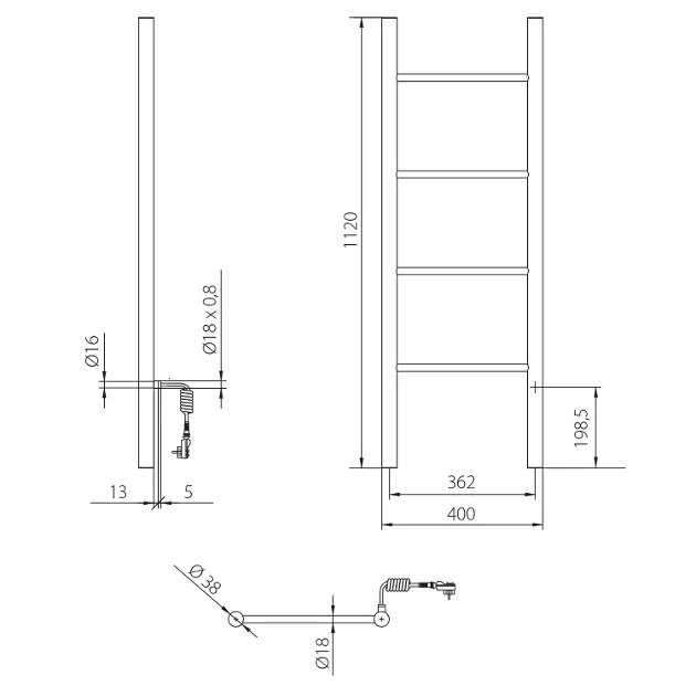 Sapho - Bathroom heating - Törölközőszárítós radiátor - KB904 – 2. kép