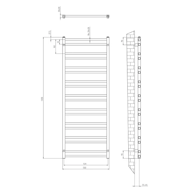Sapho - Metro Dos - Törölközőszárítós radiátor - IR430R – 2. kép