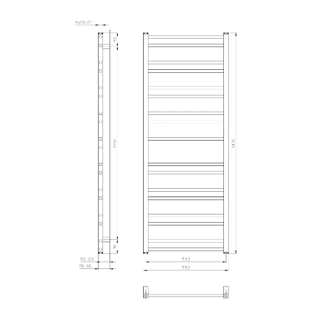 Sapho - Metro Dos - Törölközőszárítós radiátor - IR430T – 2. kép