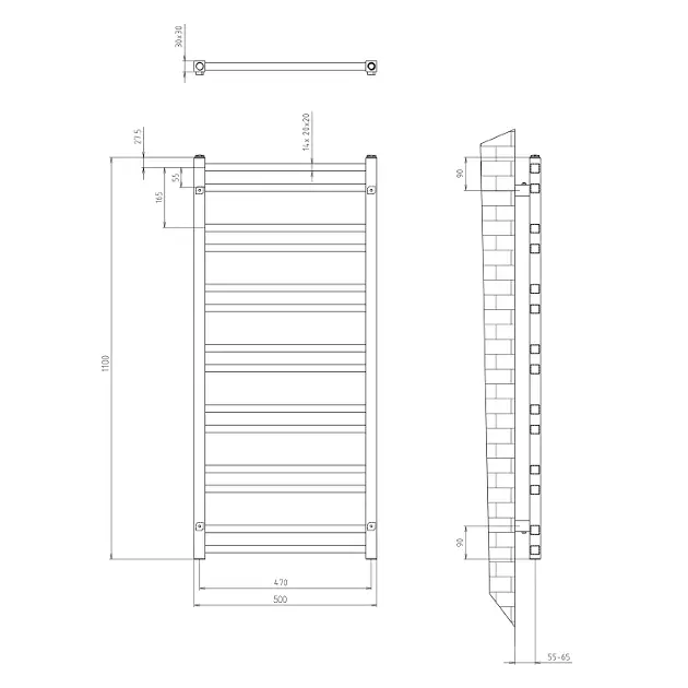 Sapho - Metro Dos - Törölközőszárítós radiátor - IR432R – 2. kép