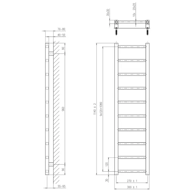 Sapho - Metro Light - Törölközőszárítós radiátor - IR444R – 2. kép