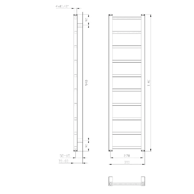Sapho - Metro Light - Törölközőszárítós radiátor - IR444T – 2. kép