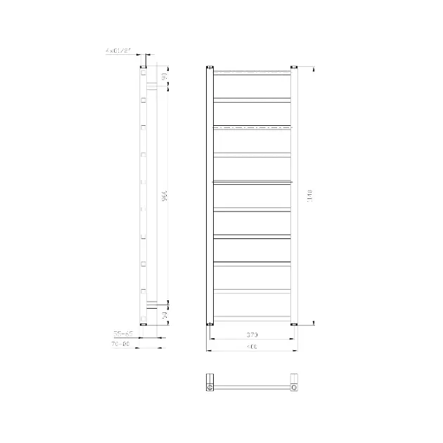 Sapho - Metro Light - Törölközőszárítós radiátor - IR445T – 2. kép