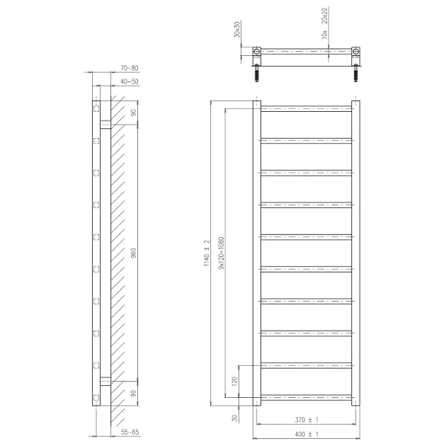 Sapho - Metro Light - Törölközőszárítós radiátor - IR445TB – 2. kép