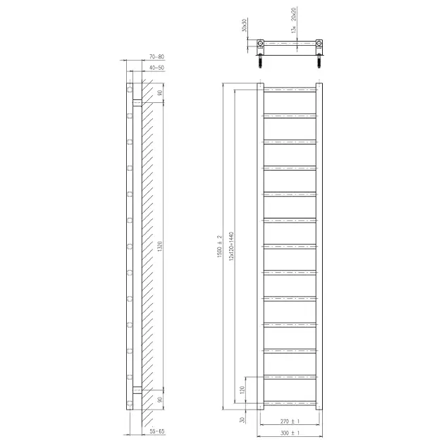 Sapho - Metro Light - Törölközőszárítós radiátor - IR446TB – 2. kép