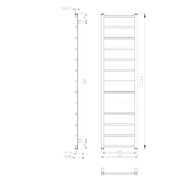 Sapho - Metro Light - Törölközőszárítós radiátor - IR447T – 2. kép