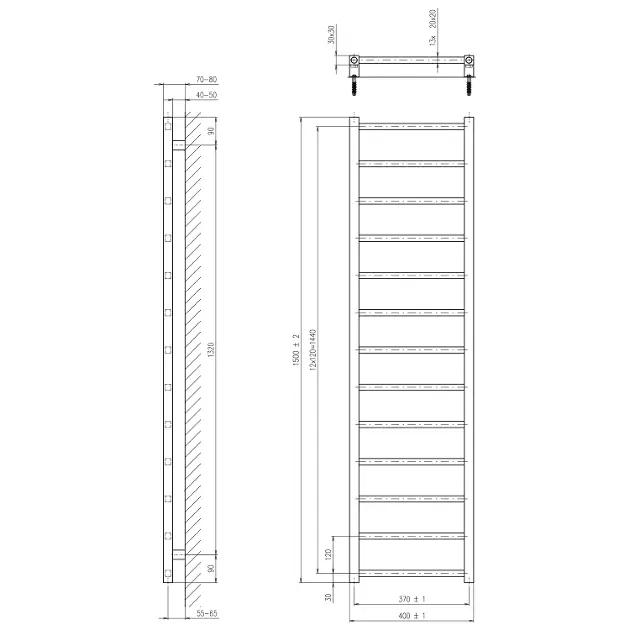 Sapho - Metro Light - Törölközőszárítós radiátor - IR447TB – 2. kép