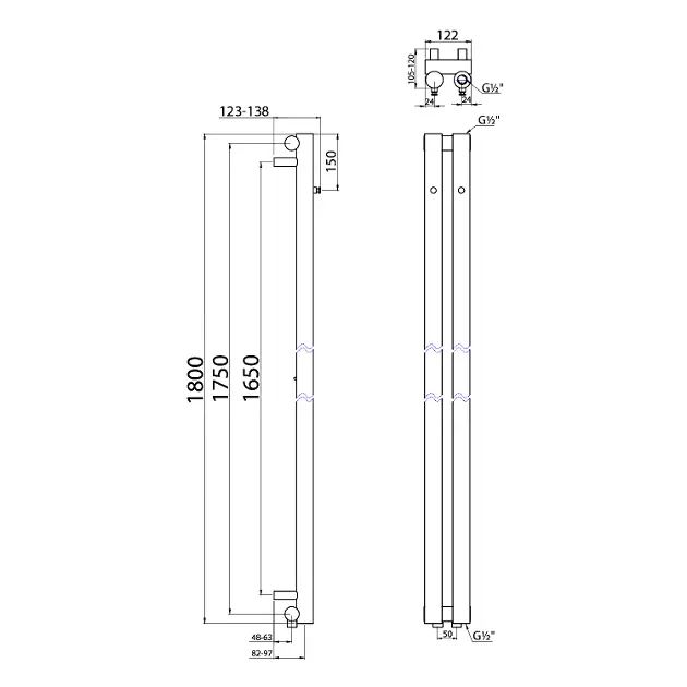 Sapho - Pilon - Törölközőszárítós radiátor - IZ124T – 2. kép