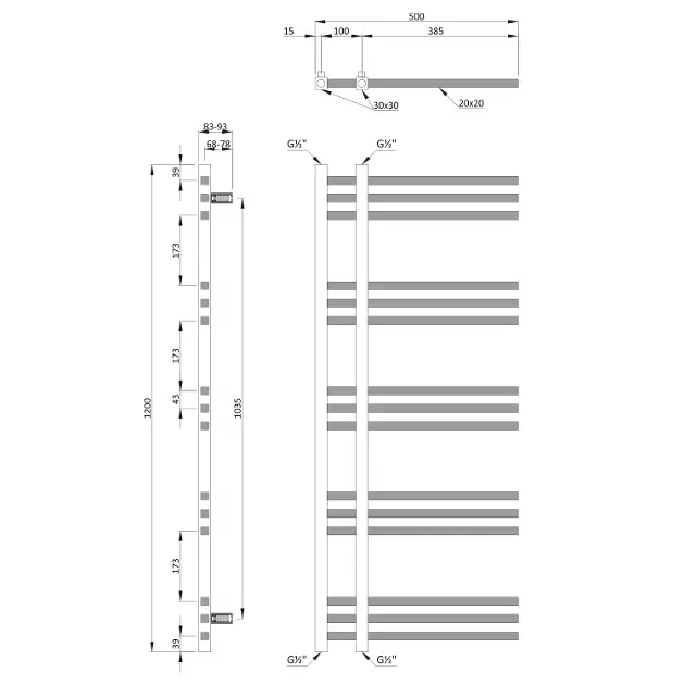 Sapho - Singl - Törölközőszárítós radiátor - IZ101 – 2. kép