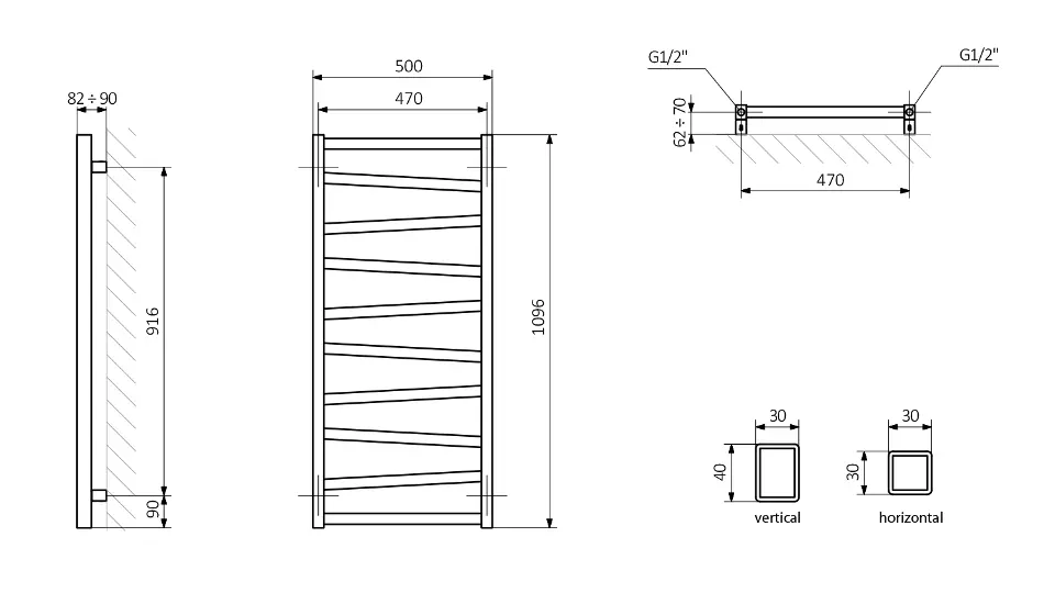 Sapho - Zig - Törölközőszárítós radiátor - ZG511A – 2. kép