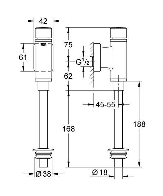 Grohe - Rondo - Közületi kiegészítők - 37342000 – 2. kép